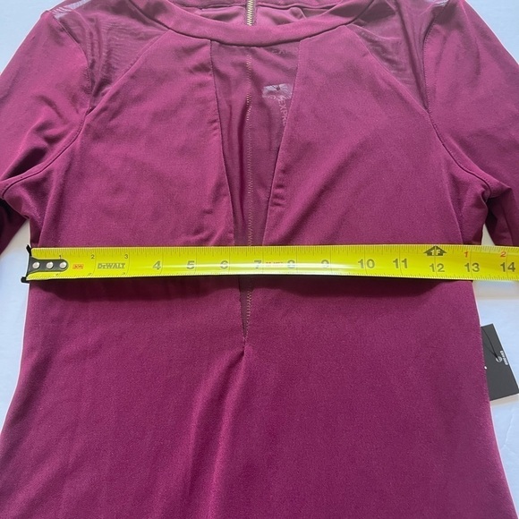 Express Mini Dress Burgundy Mesh Inset Size Small New with Tags - Picture 7 of 7
